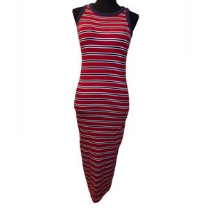 Red, White & Blue Tank Maxi Dress with Bra by Primark, Size Small